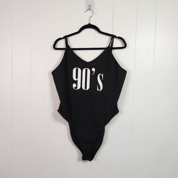 Shein Curve Black 90's Bodysuit Tank Top Stretchy Summer Sexy Plus Size 2X - Picture 4 of 9